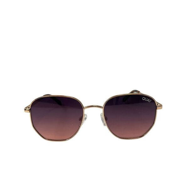 Quay Australia Big Time Round Sunglasses Rose Navy Peach main image 4